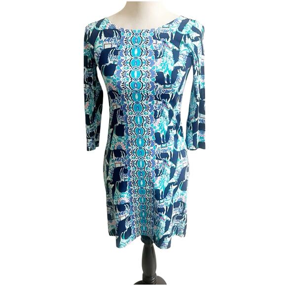 Lilly Pulitzer Beacon Alpaca My Bags Blue Mini Dress Size XXS Pima Cotton - Picture 1 of 10